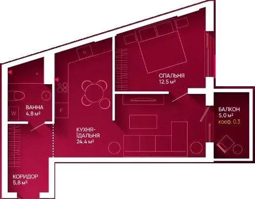 ЖК Family Plaza 2 — 49 м²