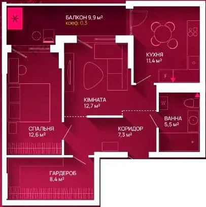 ЖК Family Plaza 2 — 61 м²