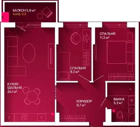 ЖК Family Plaza 2 — 61 м²