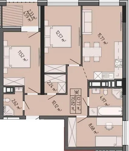 ЖК Гармонія — 70.8 м²