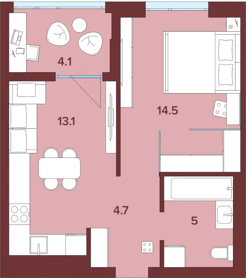 ЖК Кориця — 41.4 м²