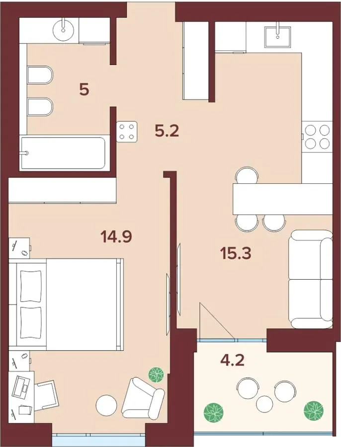 ЖК Кориця — 44.7 м²
