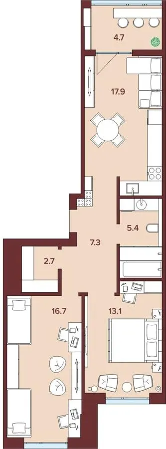 ЖК Кориця — 67.8 м²