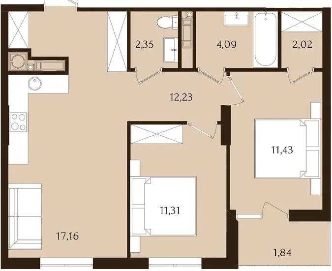 ЖК INFINITY PARK — 62.4 м²