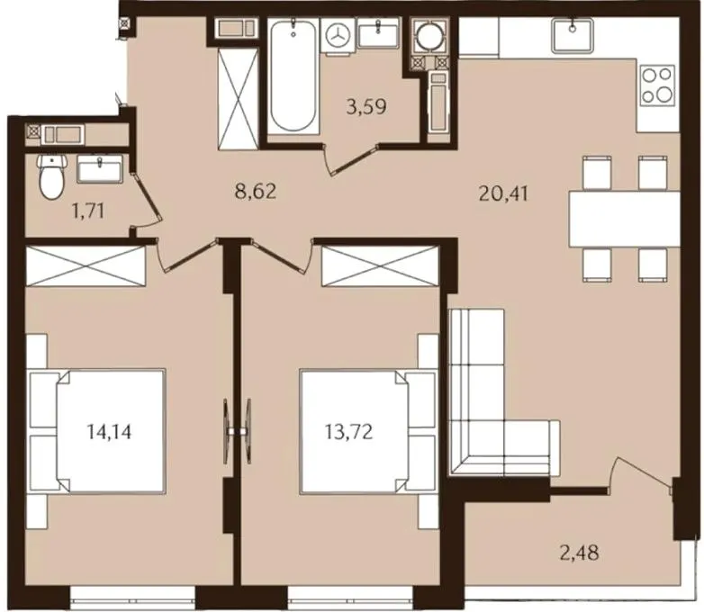 ЖК INFINITY PARK — 64.7 м²