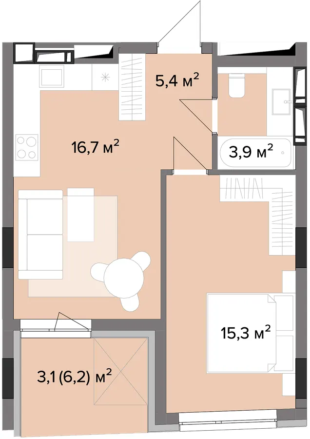 ЖК Astrid — 44.4 м²