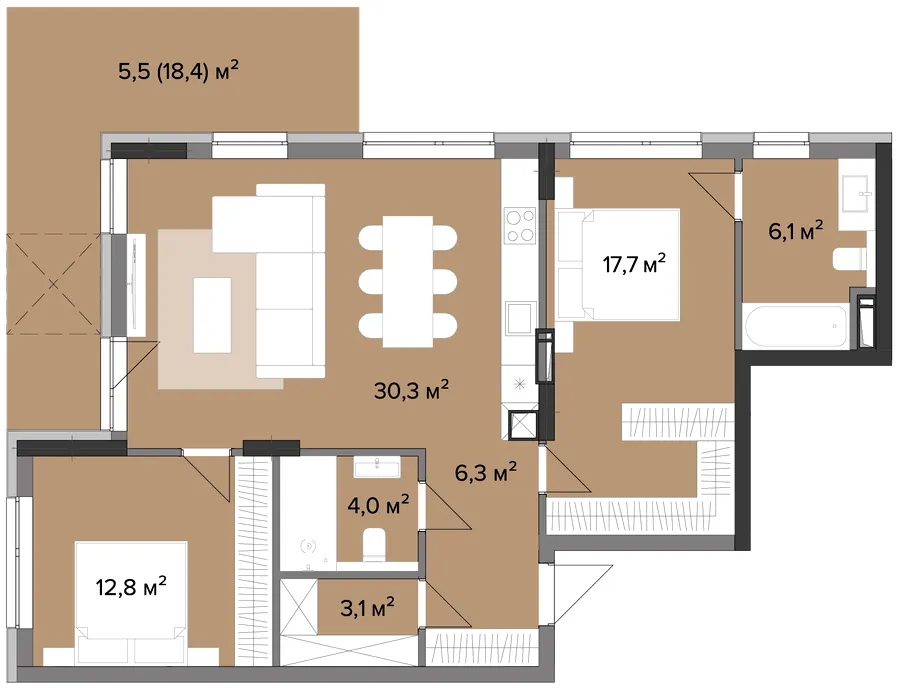ЖК Astrid — 85.8 м²