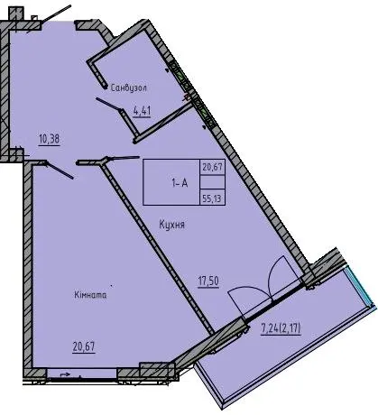 ЖК Лідерсівський — 55.1 м²