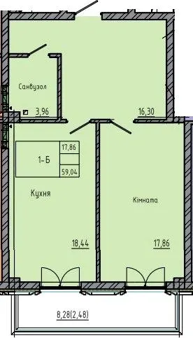 ЖК Лідерсівський — 59 м²