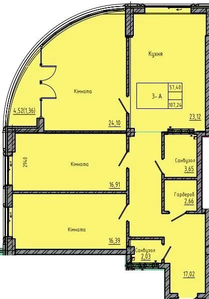ЖК Лідерсівський — 107.2 м²