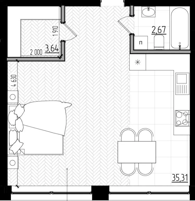 Клубний будинок Безпечний дім — 41.8 м²