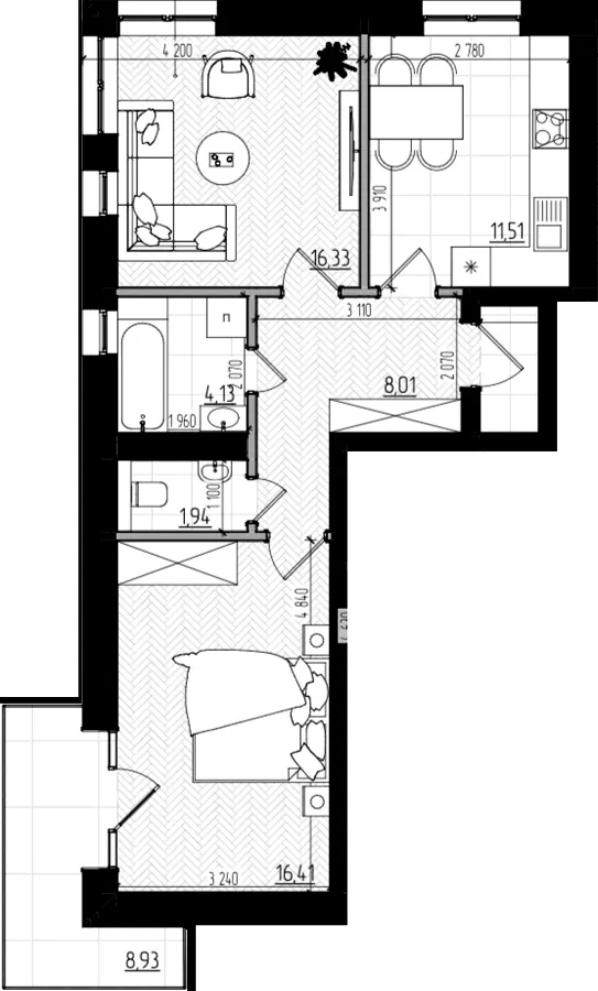 Клубний будинок Безпечний дім — 58.3 м²