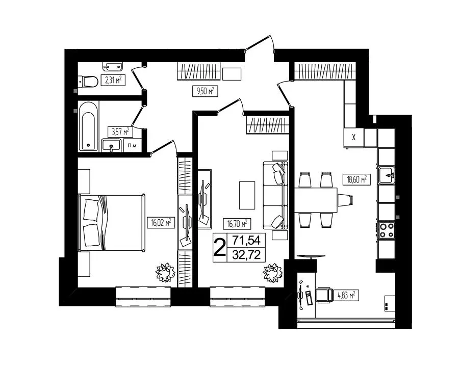 ЖК Living Park «Нова Будова-2» — 71.5 м²