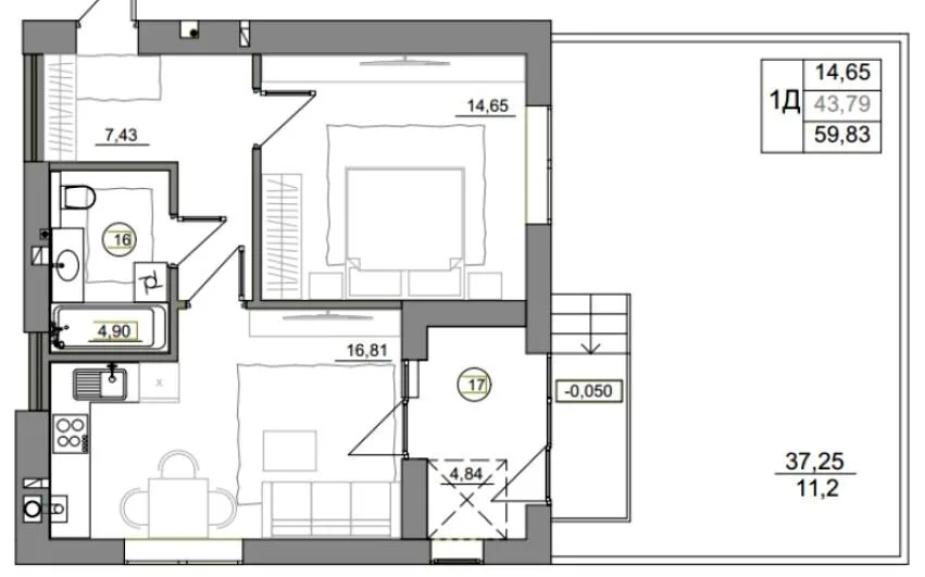 1-кімнатна квартира, 86 м², Рівне — фото 1