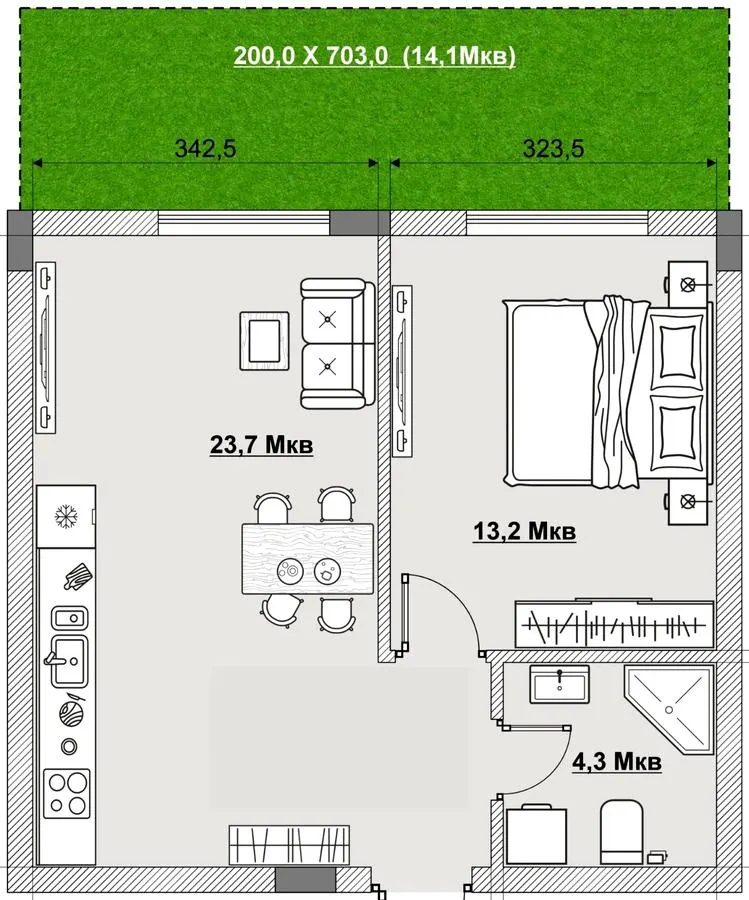 ЖК MISTO — 41.7 м²
