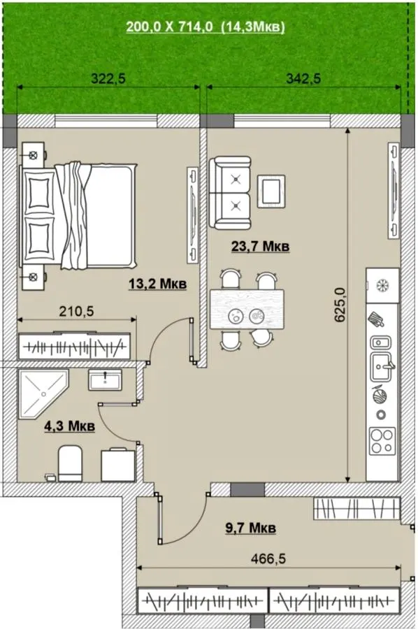 ЖК MISTO — 50.3 м²