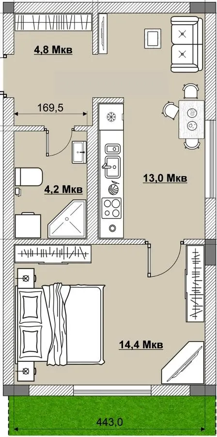 ЖК MISTO — 35.6 м²