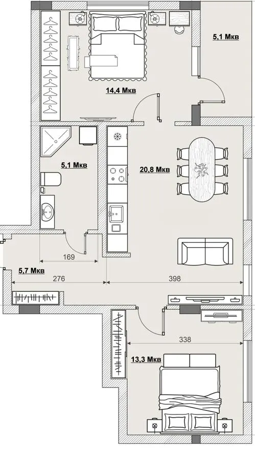 ЖК MISTO — 61 м²
