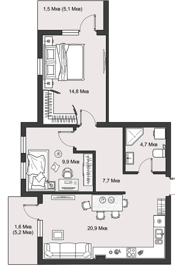 ЖК MISTO — 61 м²