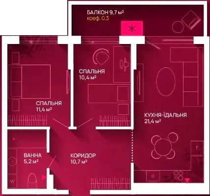 ЖК Family Plaza 2 — 62 м²