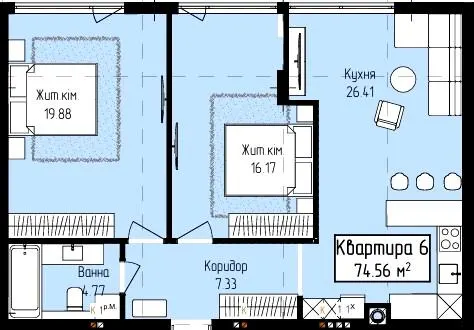 ЖК Fly Town — 74.6 м²