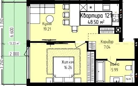 ЖК Fly Town — 48.5 м²