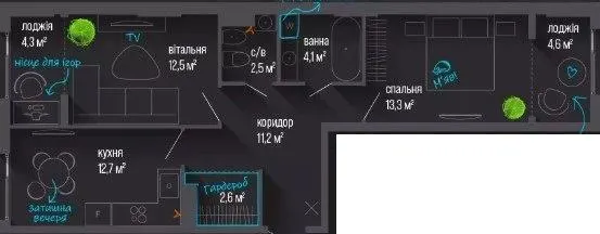 ЖК City — 68 м²