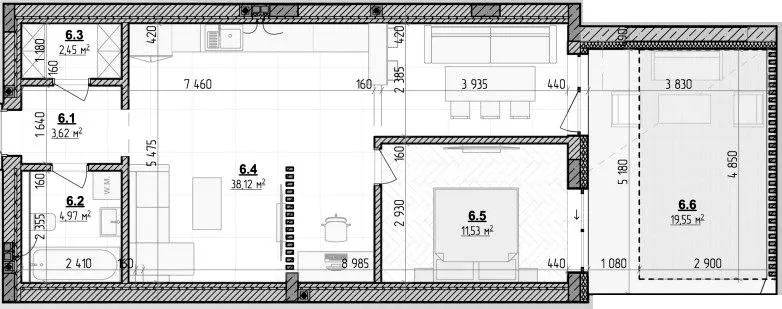 Клубний будинок Botanic Club House — 66.6 м²