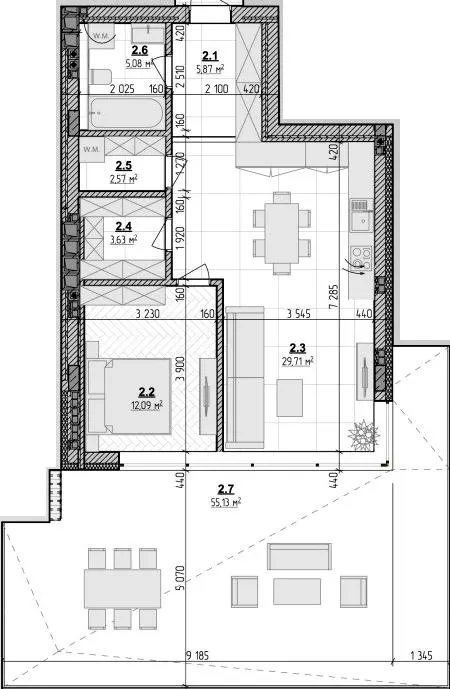 Клубний будинок Botanic Club House — 75.5 м²