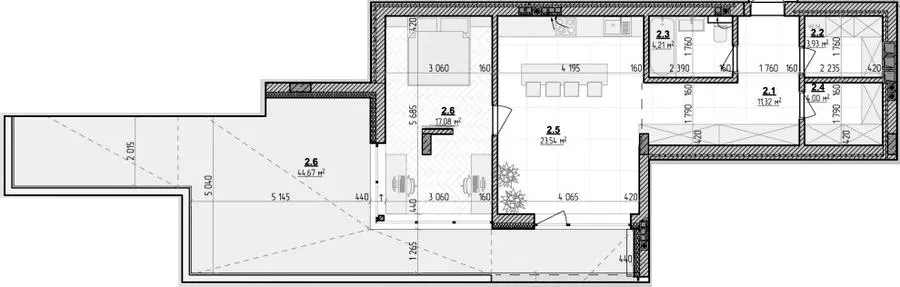 Клубний будинок Botanic Club House — 77.5 м²
