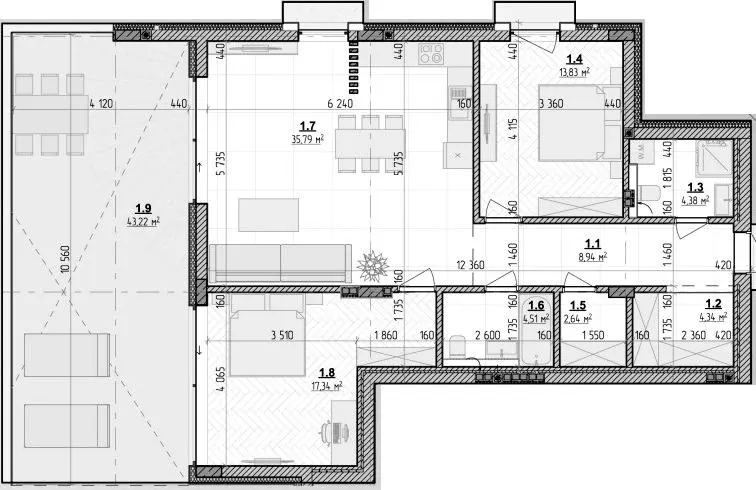 Клубний будинок Botanic Club House — 104.7 м²