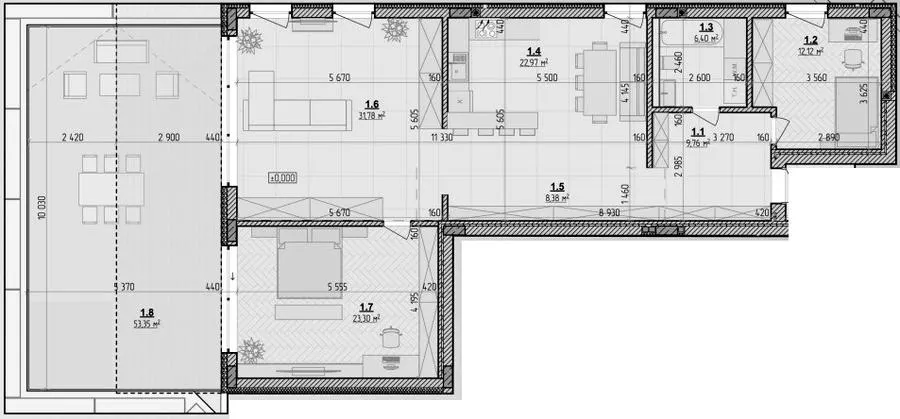 Клубний будинок Botanic Club House — 130.7 м²