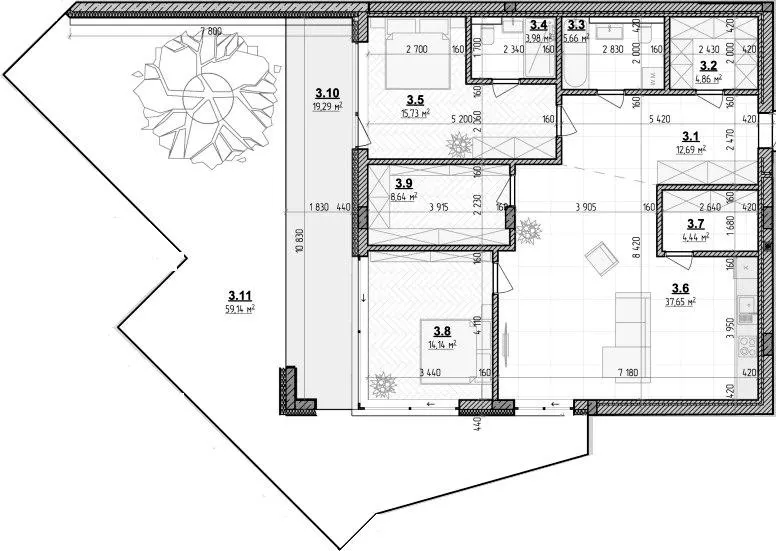 Клубний будинок Botanic Club House — 131.3 м²