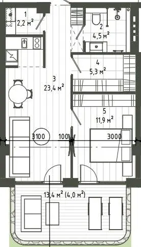Vdoma Living — 51.5 м²