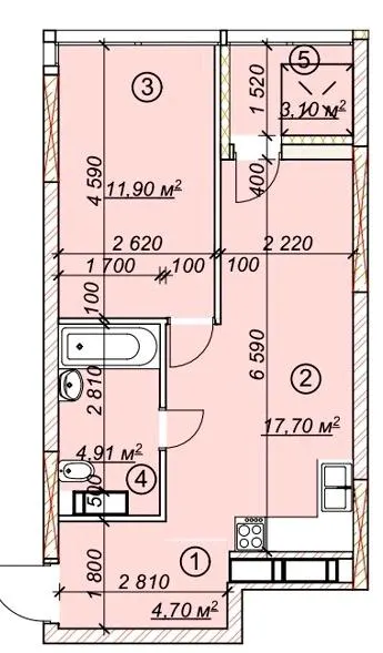 ЖК 4 сезони — 42.3 м²