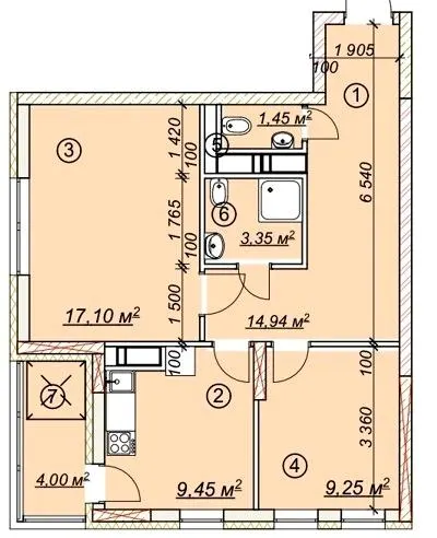 ЖК 4 сезони — 59.4 м²