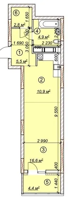 ЖК 4 сезони — 45.1 м²