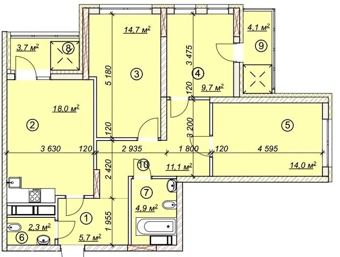 ЖК 4 сезони — 88.2 м²