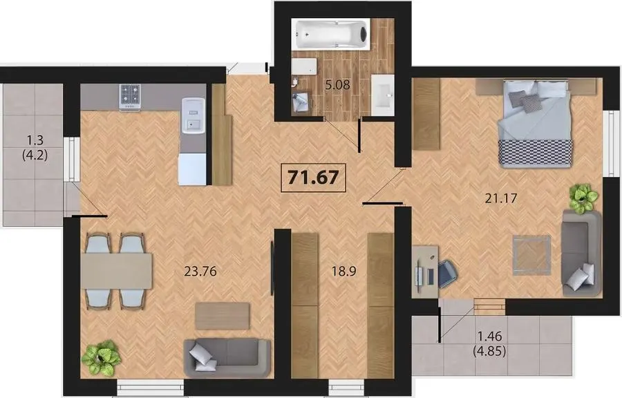 ЖК SION — 71.7 м²