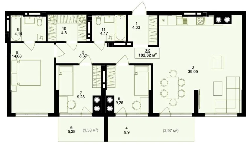 3-кімнатна квартира, 102 м², вул. Джохара Дудаєва, 18, Івано-Франківськ — фото 1
