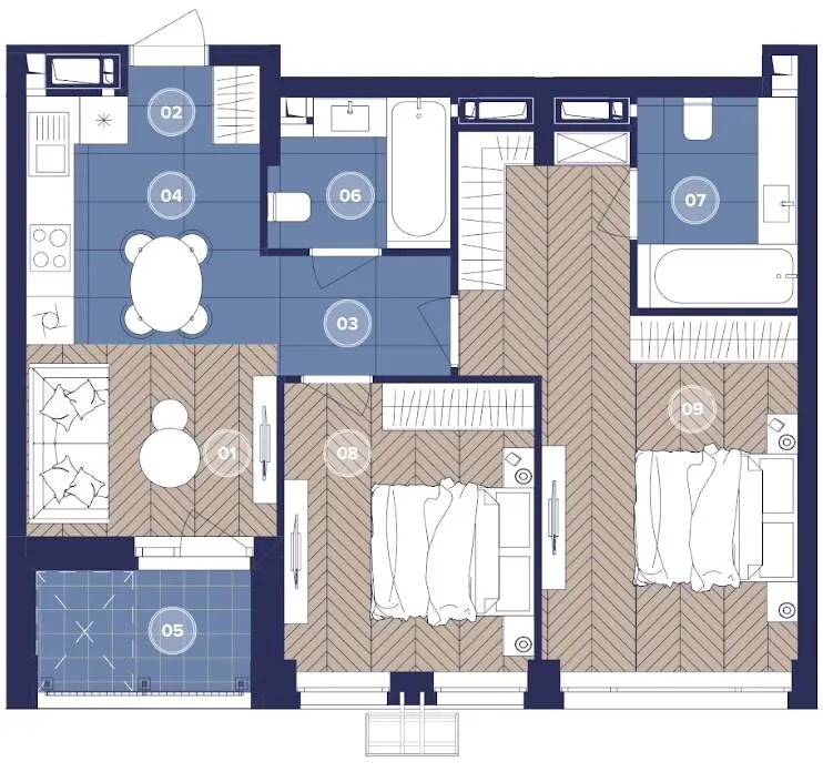 ЖК Dnipro Island — 63.3 м²