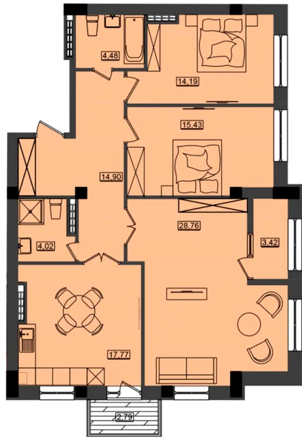 ЖК Дім у моря Premier — 104.4 м²
