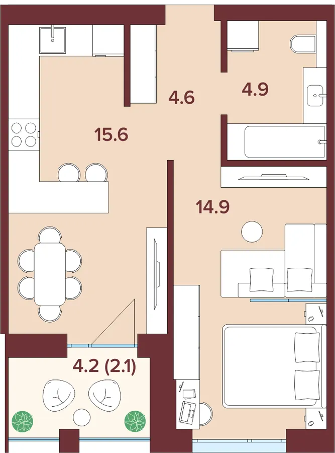 ЖК Кориця — 42.1 м²