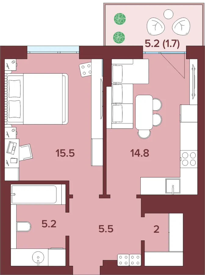 ЖК Кориця — 44.7 м²
