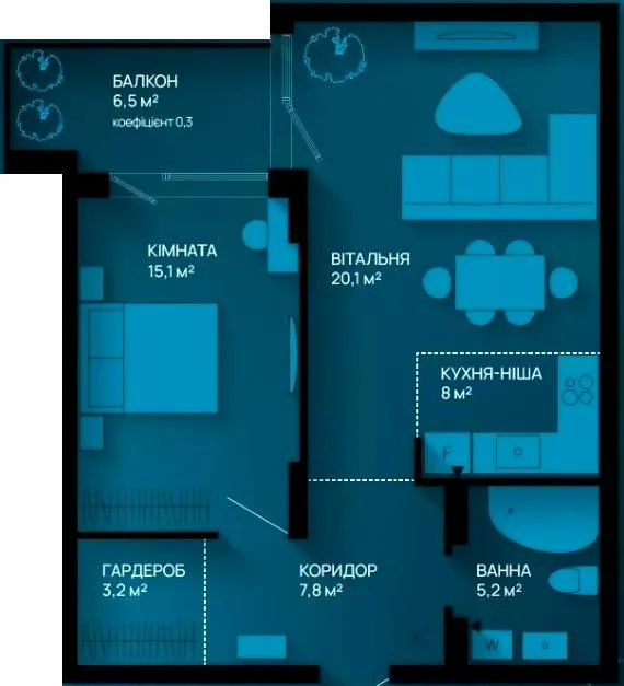 2-кімнатна квартира, 62 м², вул. Хіміків, 28, Пасічна — фото 1
