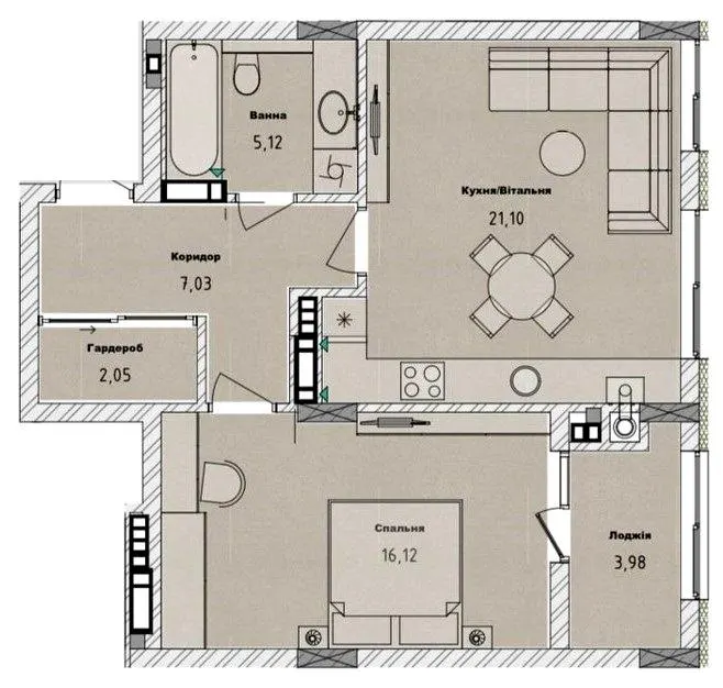 Клубний будинок San Marco — 55.4 м²