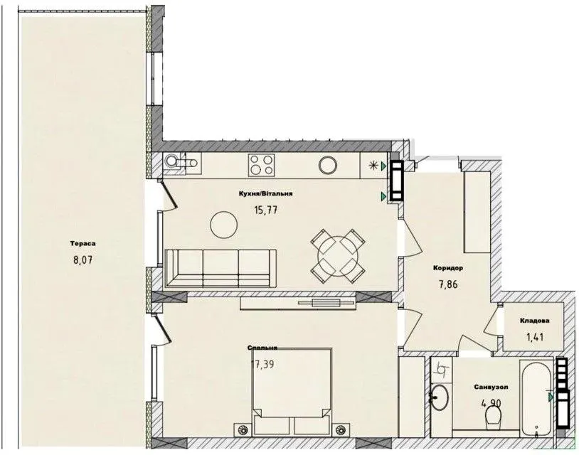 Клубний будинок San Marco — 55.4 м²