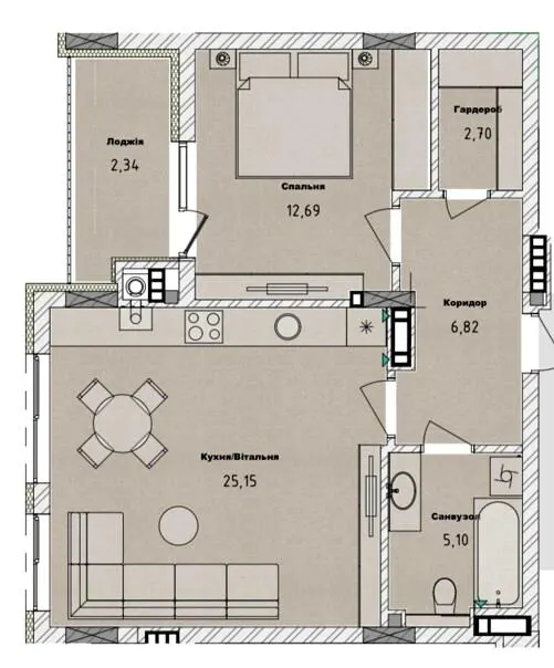 Клубний будинок San Marco — 54.8 м²