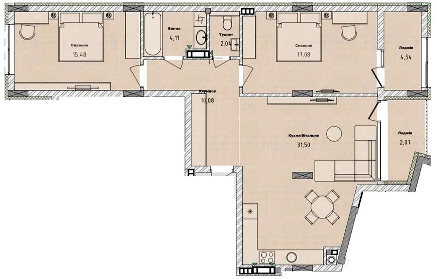 Клубний будинок San Marco — 86.9 м²