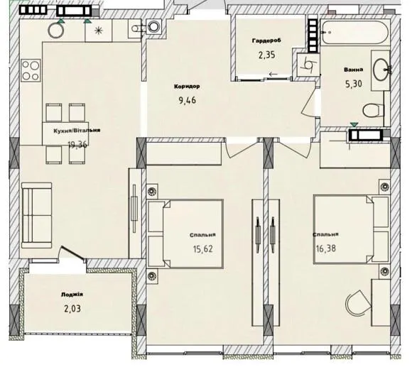 Клубний будинок San Marco — 70.5 м²